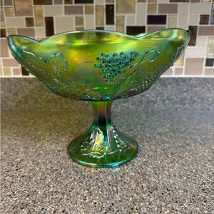 Vintage Indiana Glass Harvest Grape Pedestal Fruit Bowl